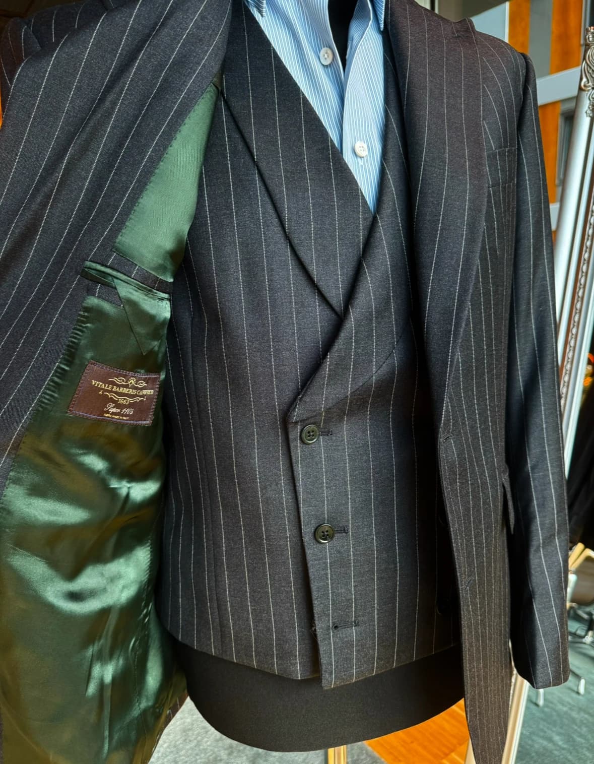 Dark Pinstripe Three-Piece